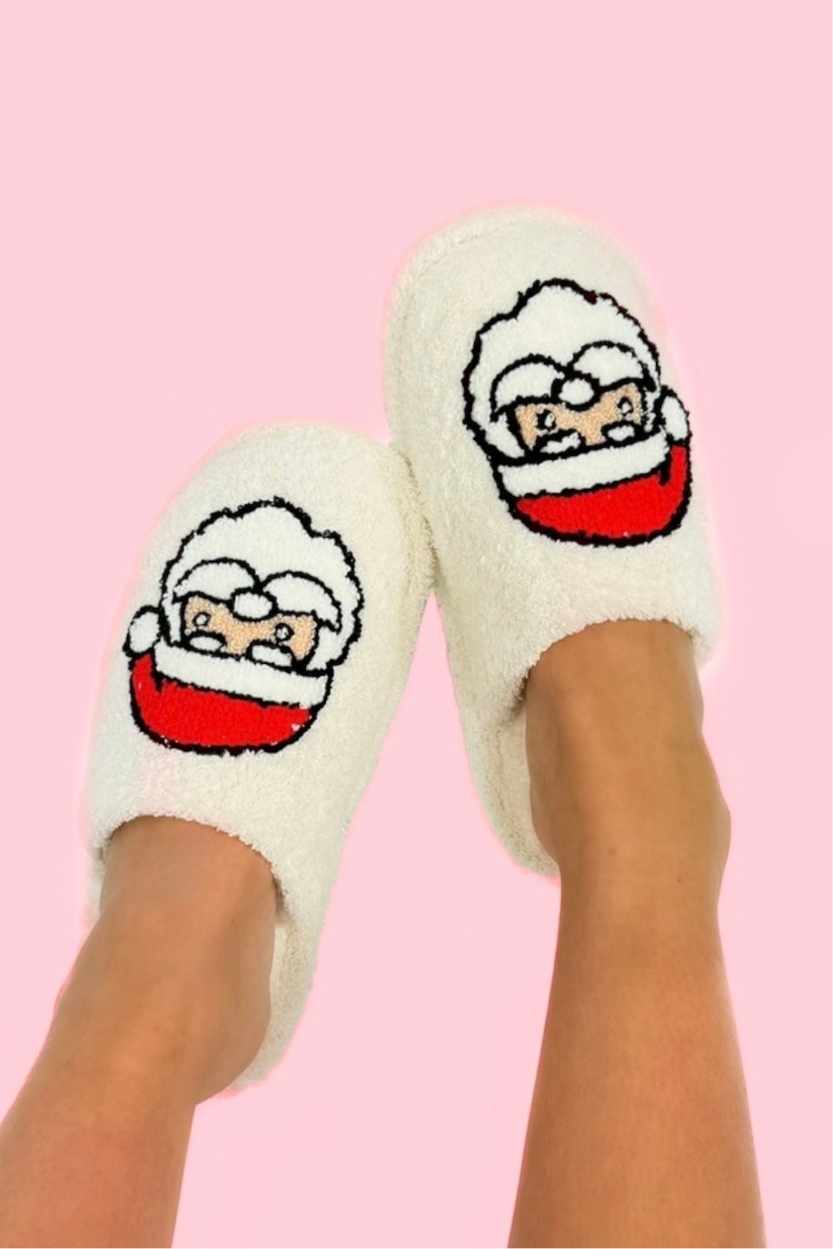Here Comes Santa Claus Fuzzy Slippers-SHOE FLAT