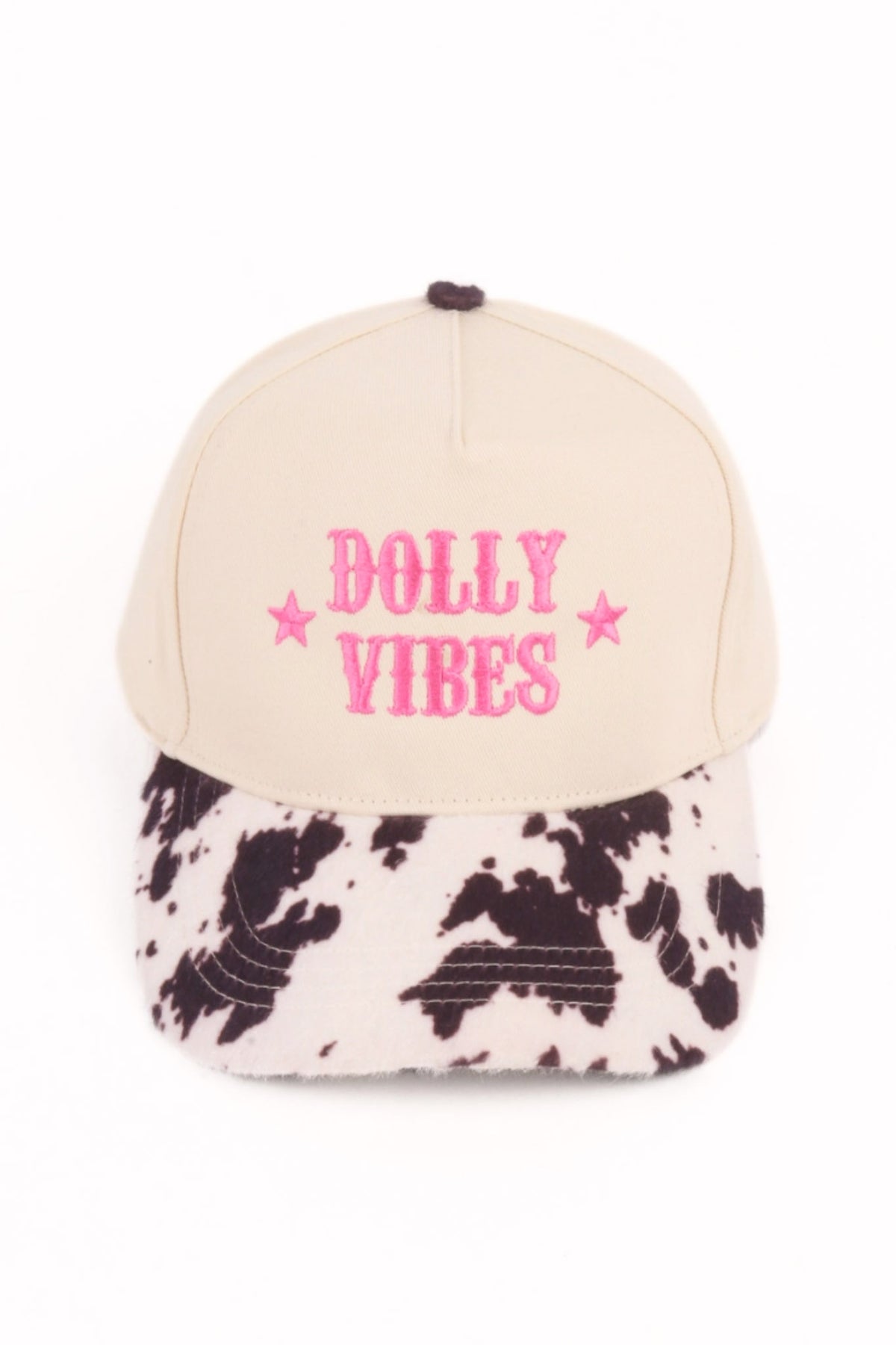 Dolly Vibes Cow Print Baseball Cap in Black