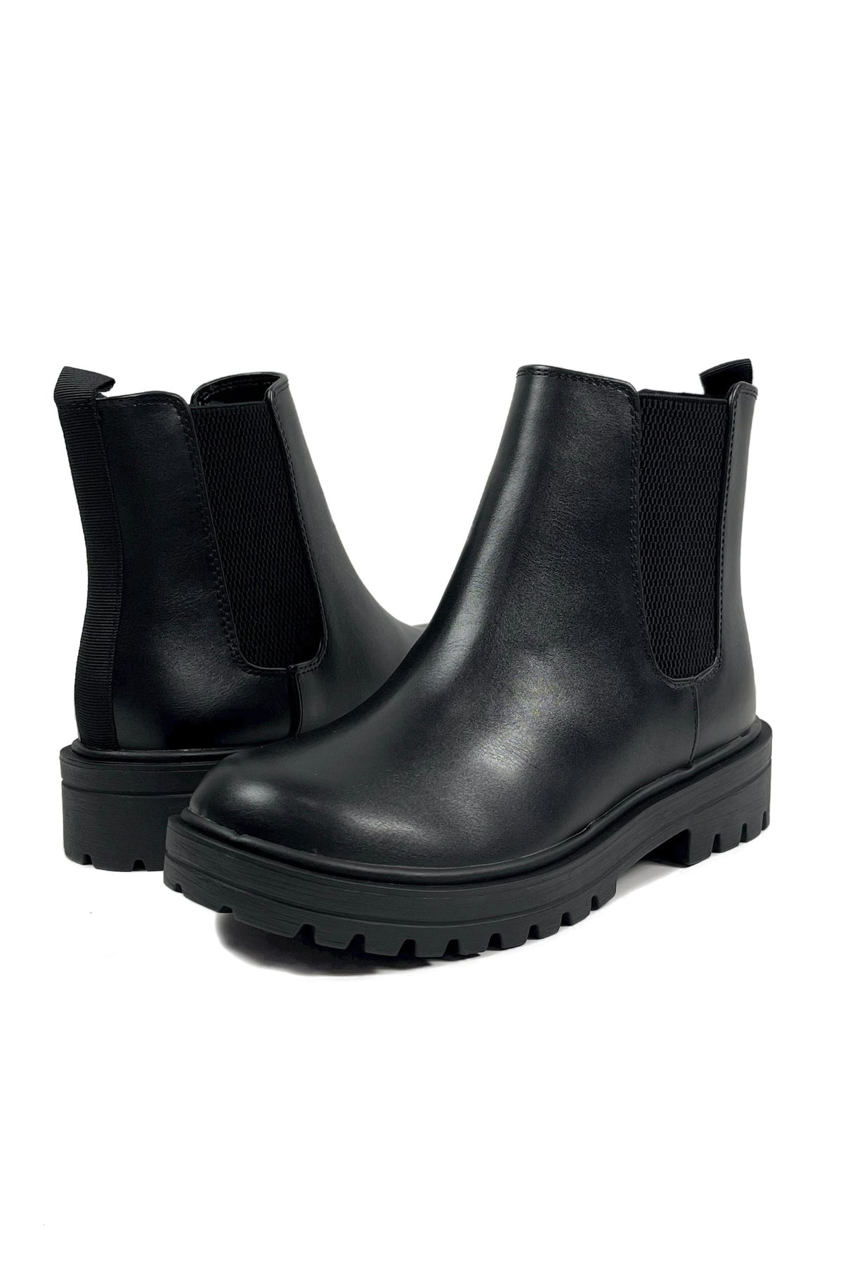 When You're Ready Pleather Lug Sole Booties-SHOE BOOT ANKLE