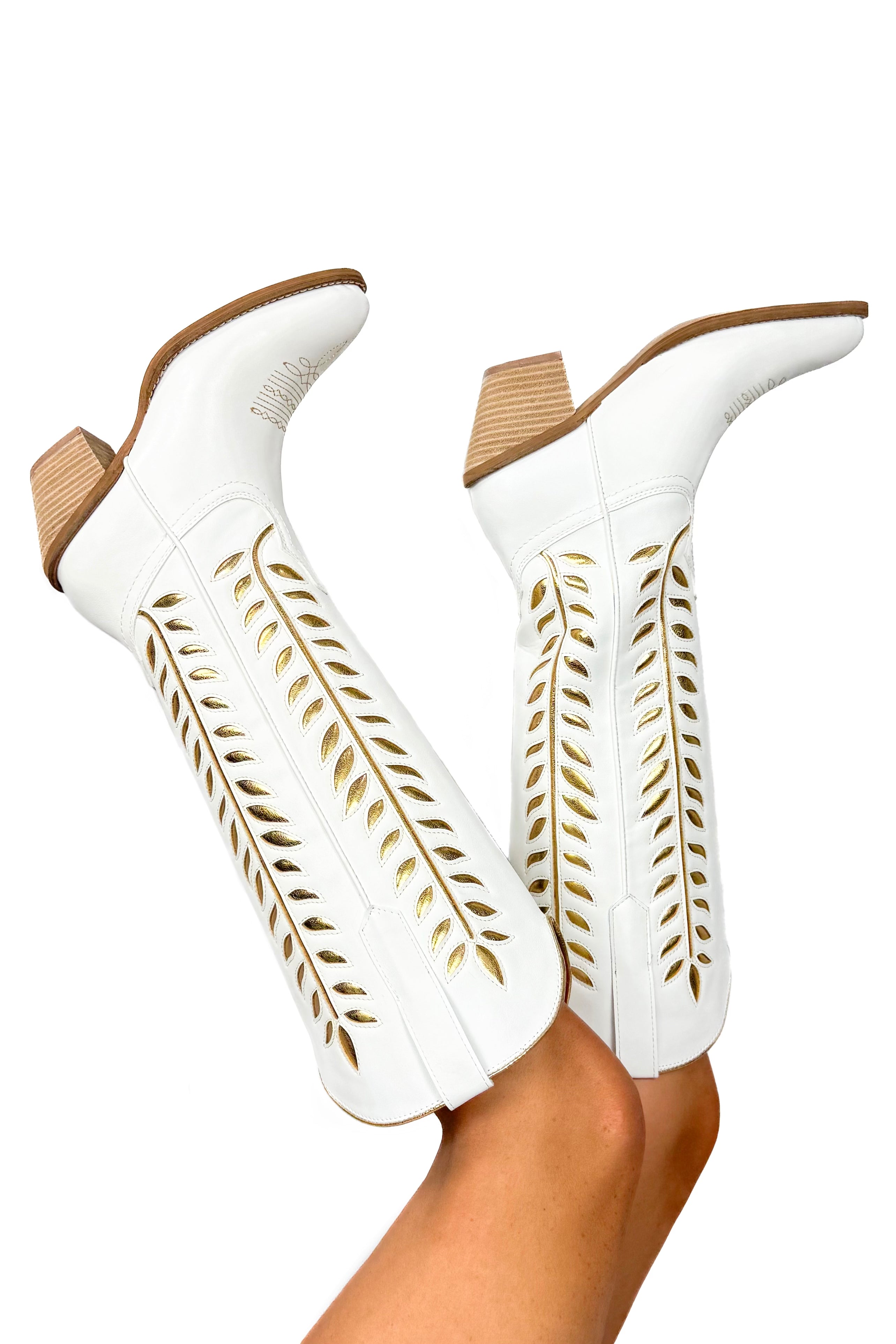Cowgirls & Angels Colored Cut-Out Boots in Gold-SHOE BOOT WESTERN