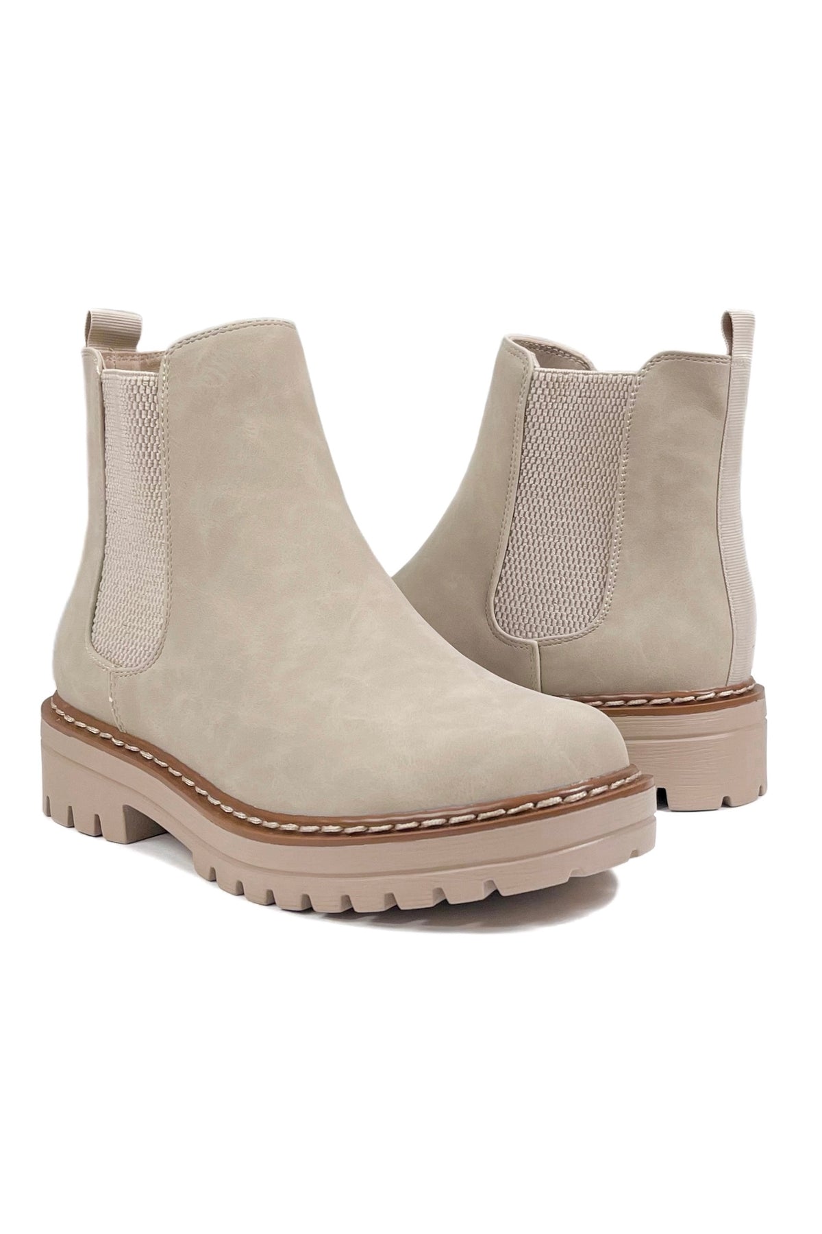 When You're Ready Lug Sole Booties in Putty Size 6