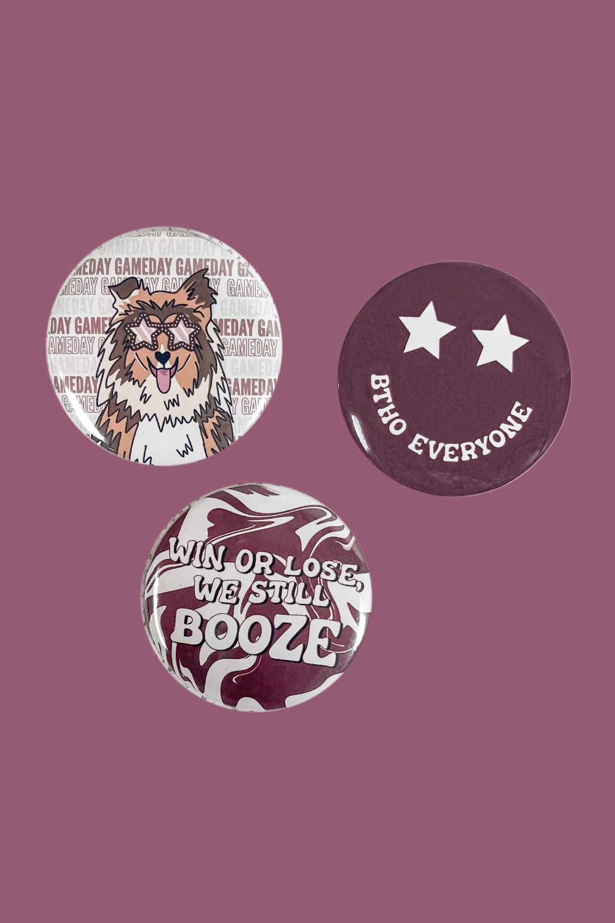 Go Aggies Button Set in Maroon
