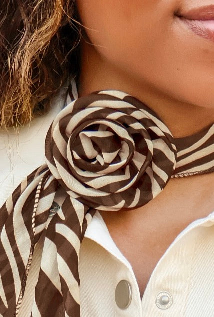 Seeing Stripes Rosette Neck Scarf - close-up