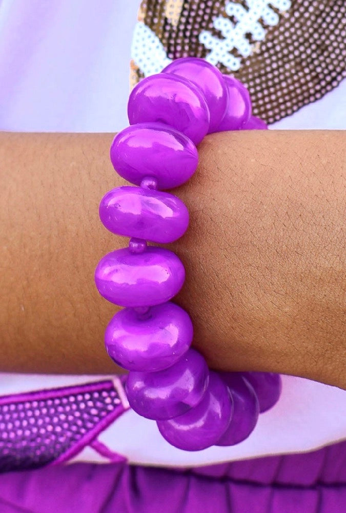 Set the Scene Beaded Bracelet in Purple - close-up