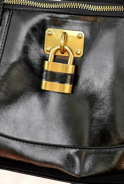 Got Everything Handled Lock Detail Pleather Handbag - close-up