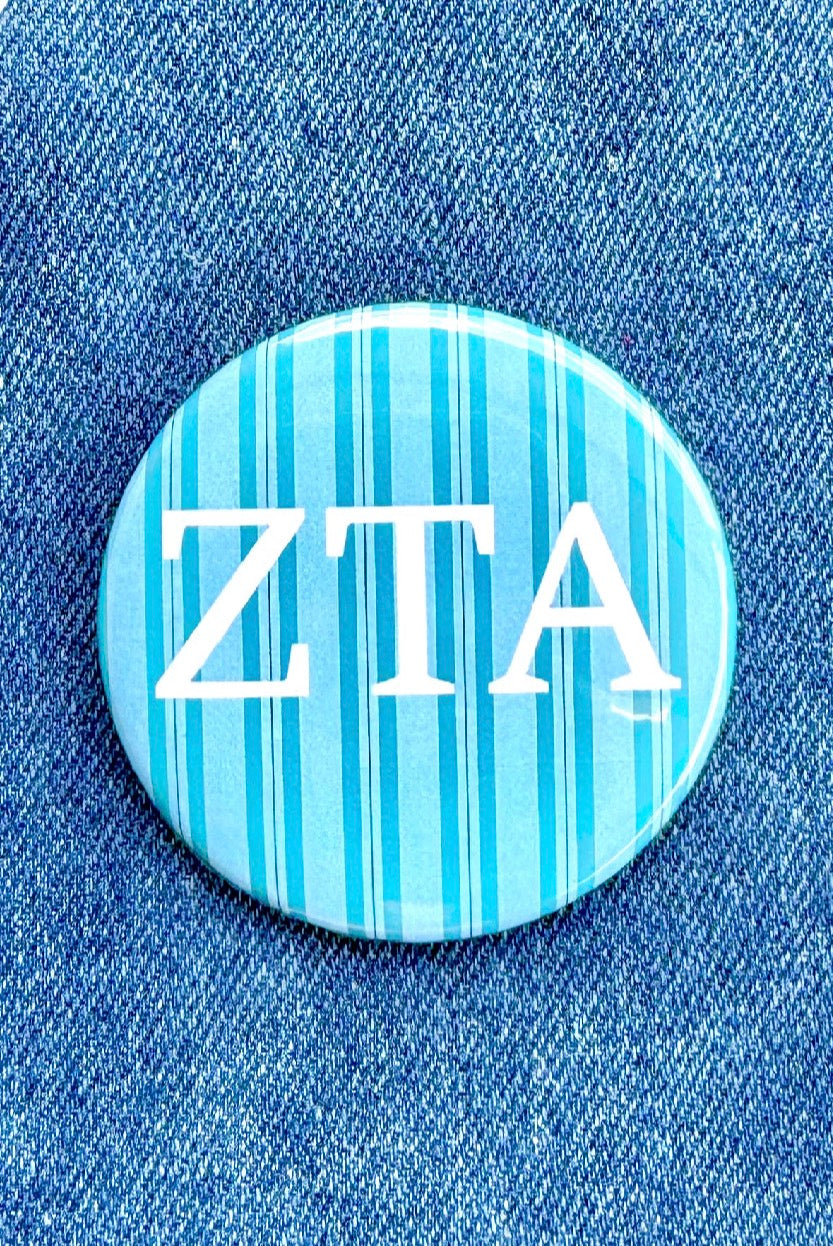 ZTA Stripes Greek Small Gameday Button close-up
