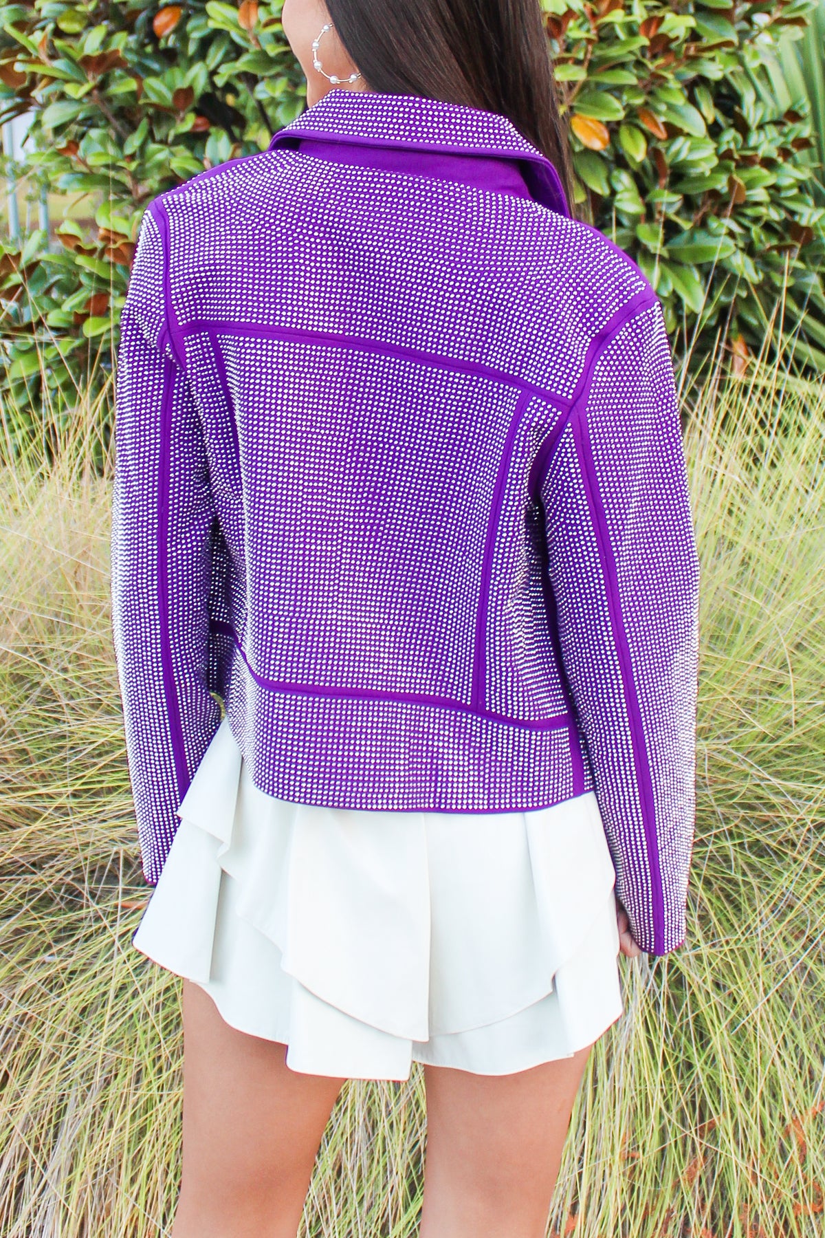 Here to Show Off Moto Jacket in Purple