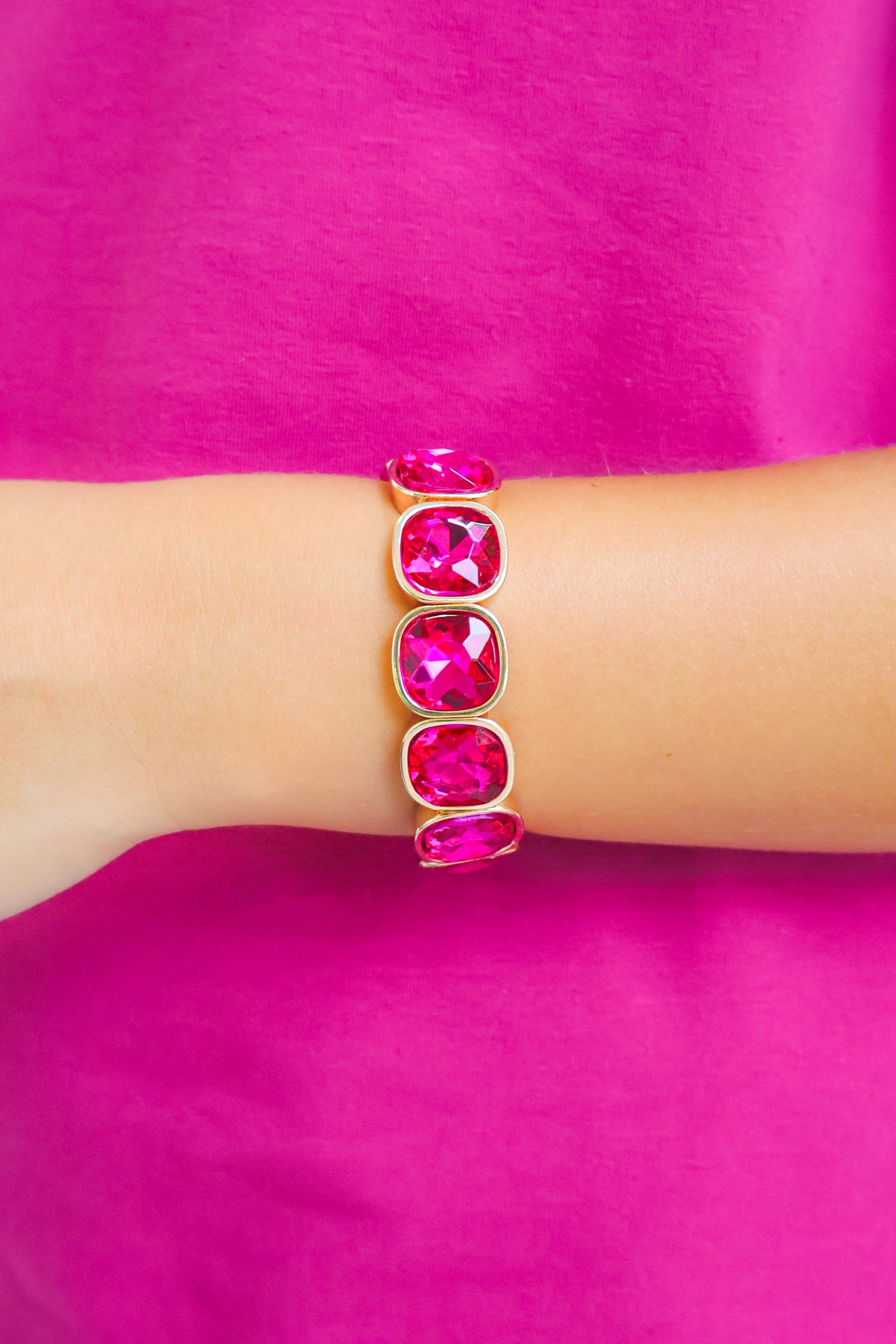 Taken Into Account Crystal Framed Bracelet in Gold Pink