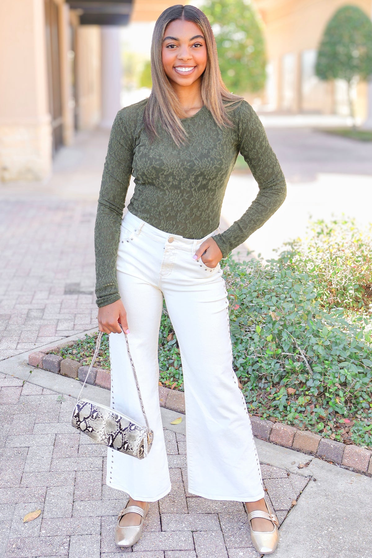 Every Little Detail Long Sleeve Textured Top-TOP L/S SOLID