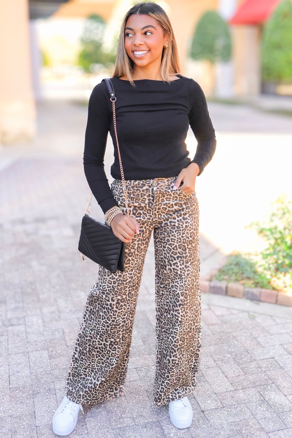 Wide neck long sleeve top, view 2