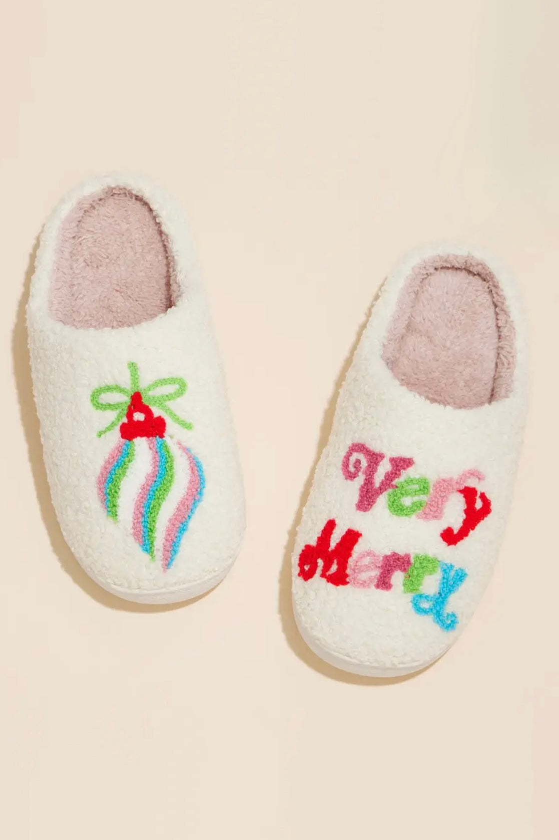 Very Merry Fuzzy Slippers-SHOE FLAT