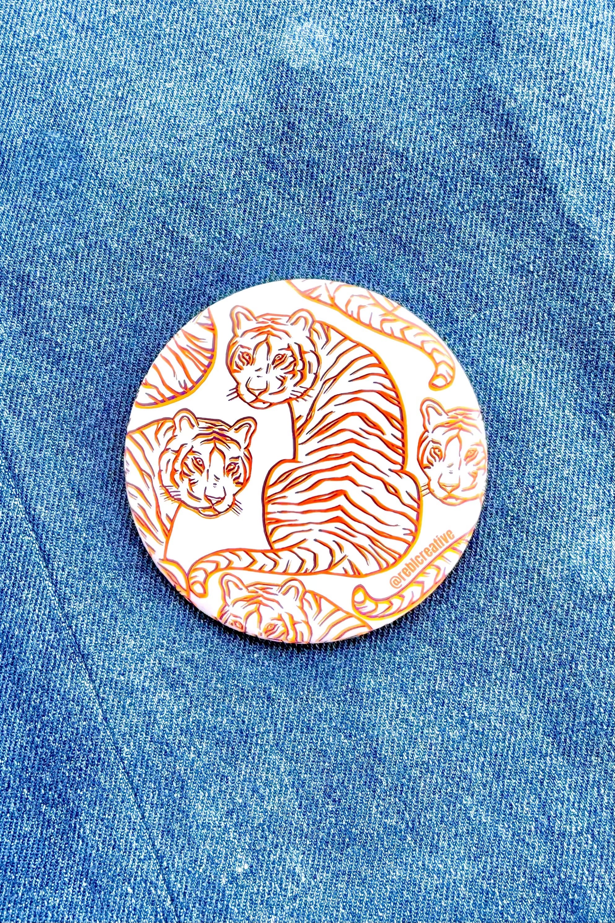 Sassy Tigers Gameday Button in White