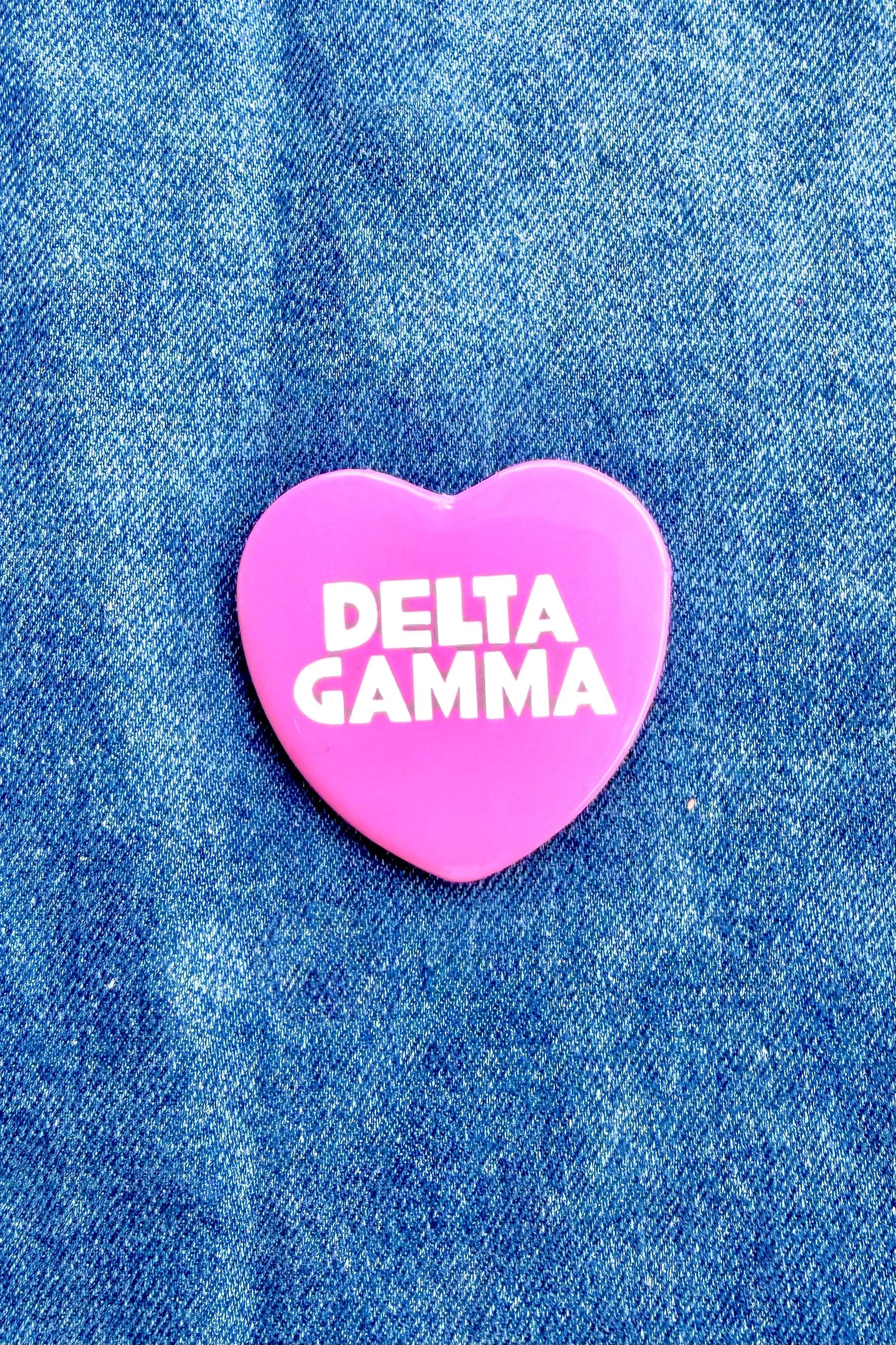 Delta Gamma Heart Small Gameday Button in White