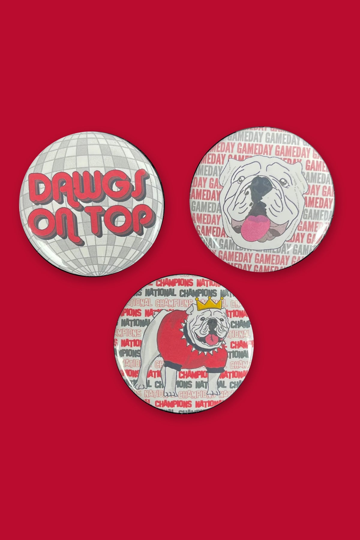 Dawgs On Top Button Set in Red and Black
