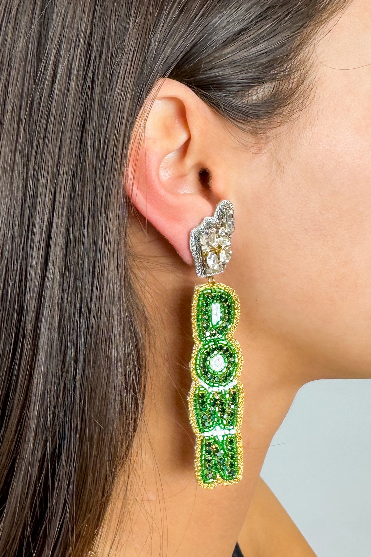 Winning Touchdown Earrings in Green by Taylor Shaye - styled view