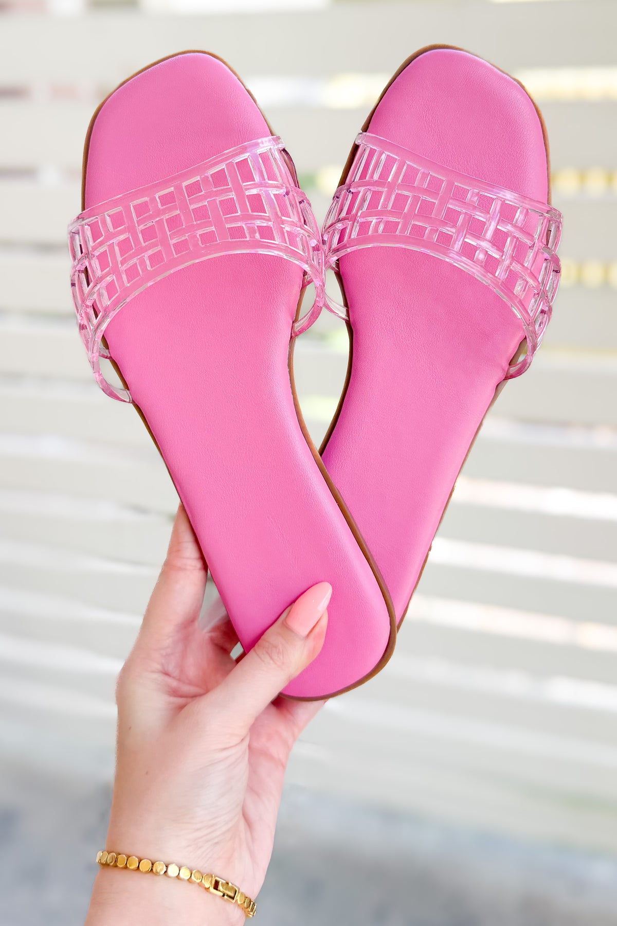 Weekend Flow Jelly Strap Slide in Pink-SHOE SANDALS