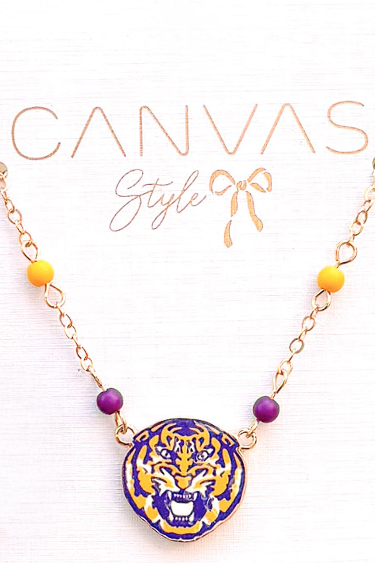 LSU Roaring Tiger Necklace - close-up