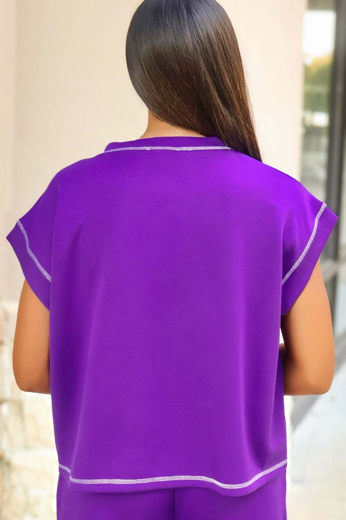 My Best Advice Short Sleeve Top and Pant Set in Purple - alternate view 2