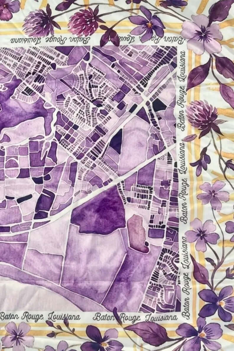 On the Map Baton Rouge Watercolor Scarf in Purple and Yellow - alternate view 5
