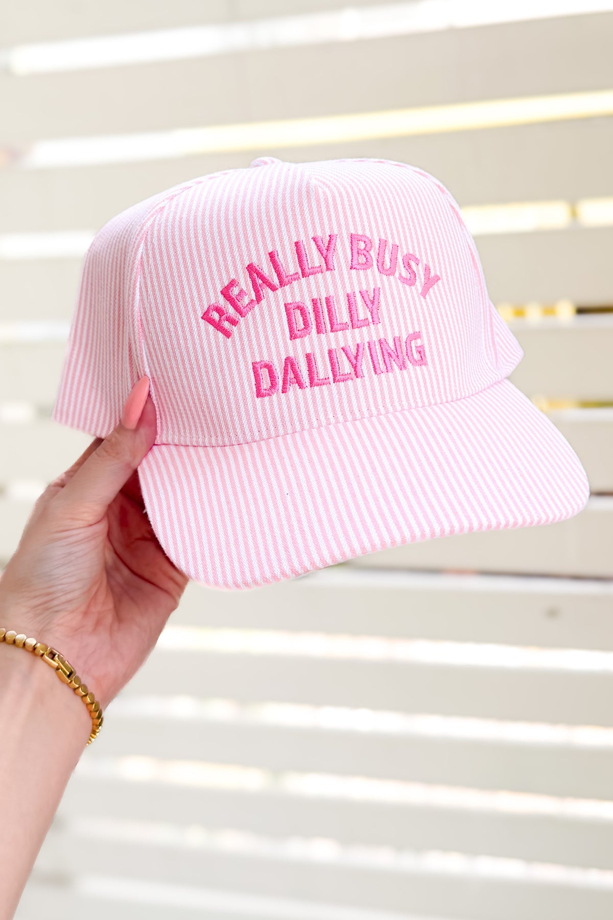 Really Busy Dilly Dallying Pinstripe Baseball Cap-ACC CAP
