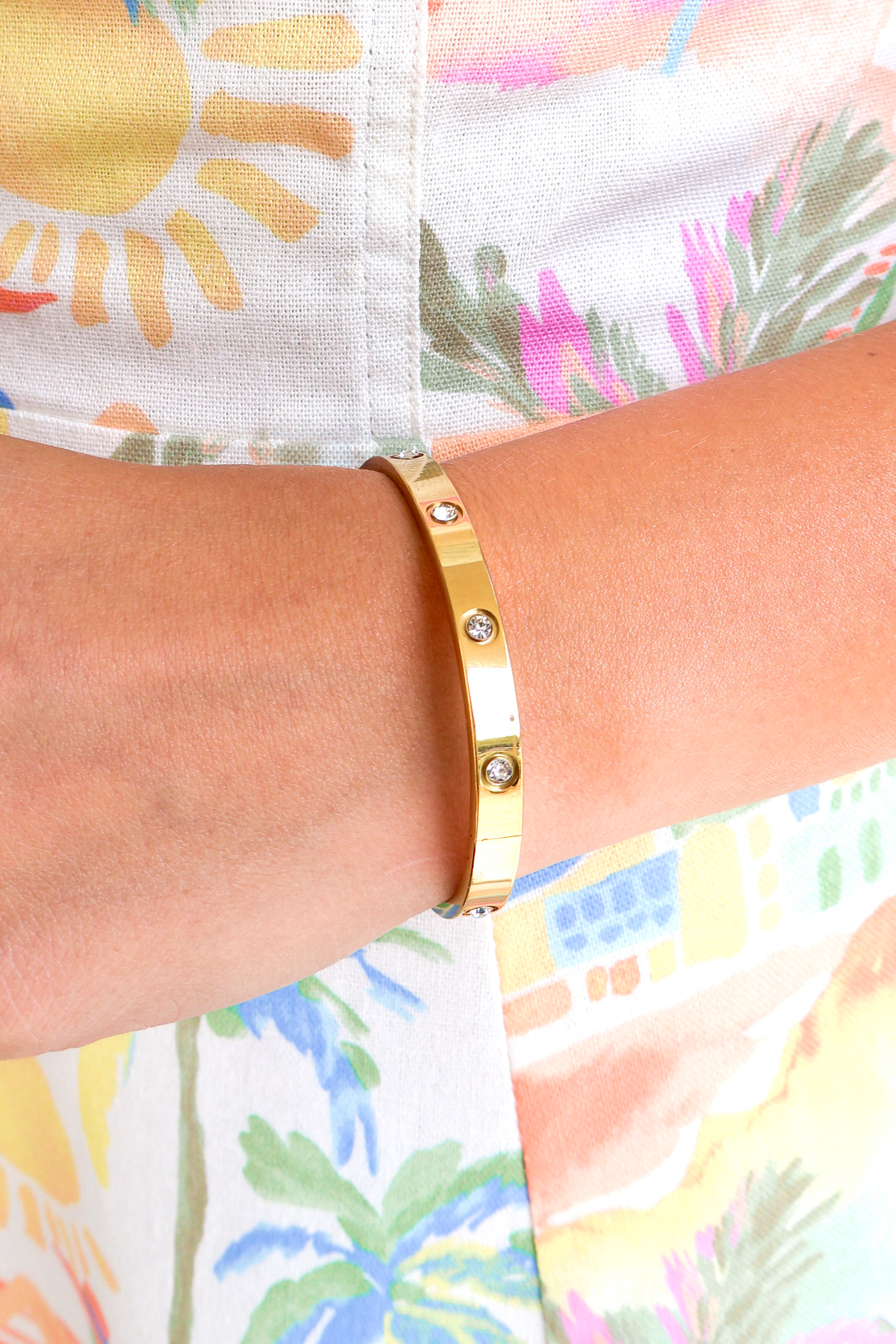Well Rounded Steel Studded Bangle-ACC BRACELET