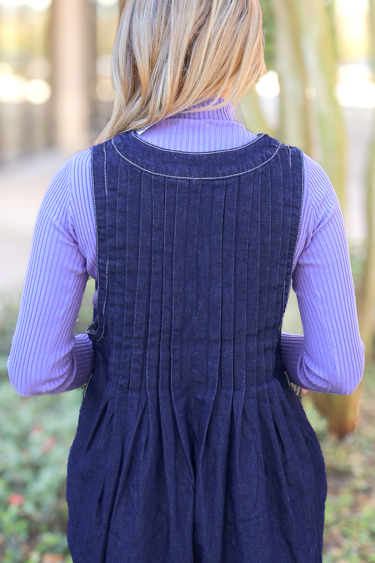 Lesson Learned Ribbed Turtleneck Top in Purple - back view
