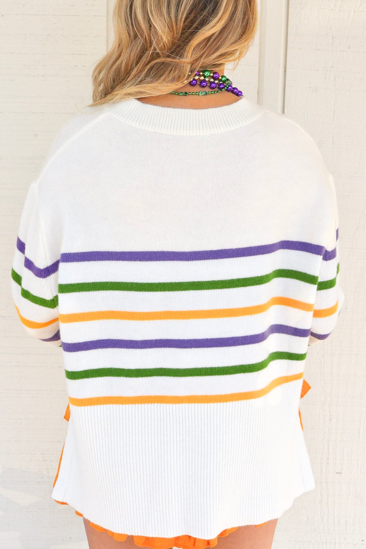 Fat Tuesday Ribbed Mardi Gras Striped Sweater Size XL-TOP WINTER SWEATER