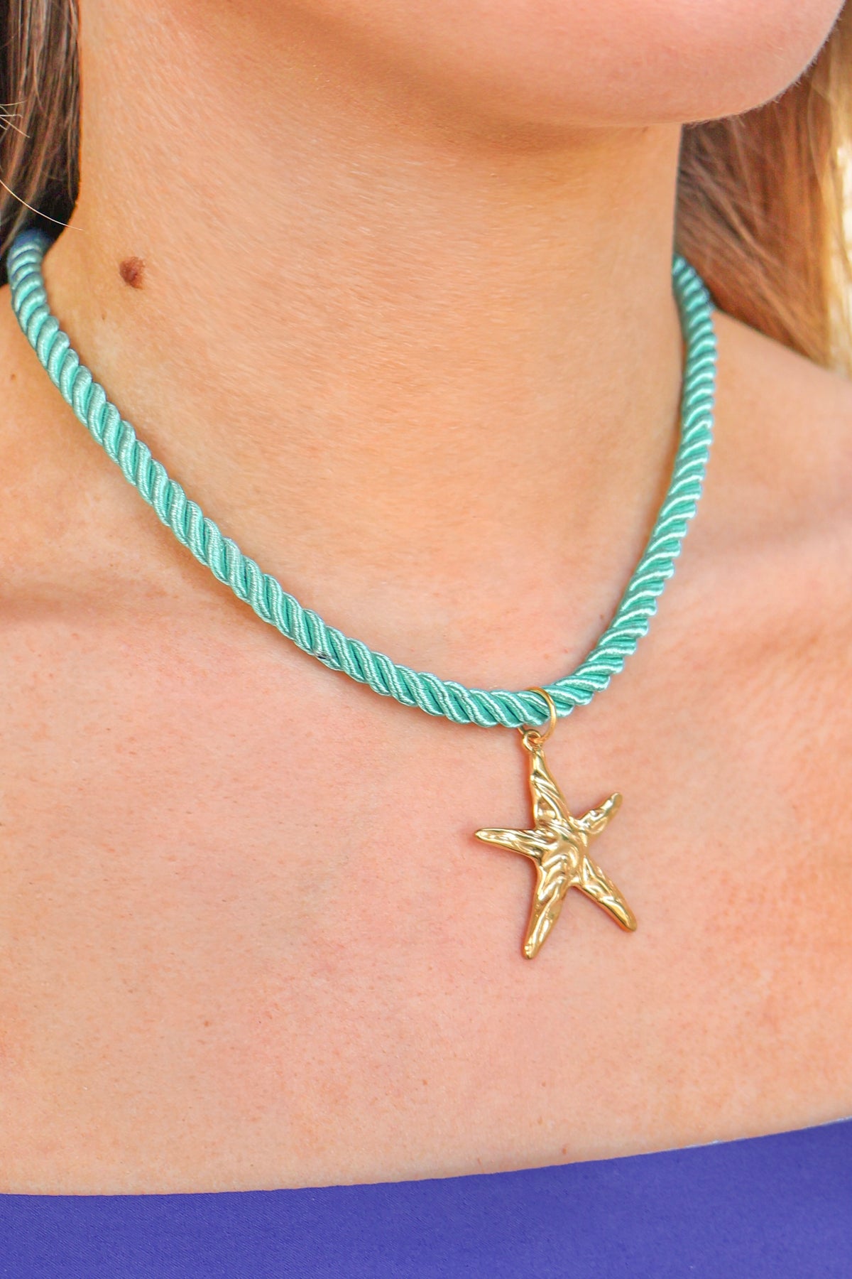 Ocean Breeze Starfish Charm Rope Necklace-ACC NECKLACE