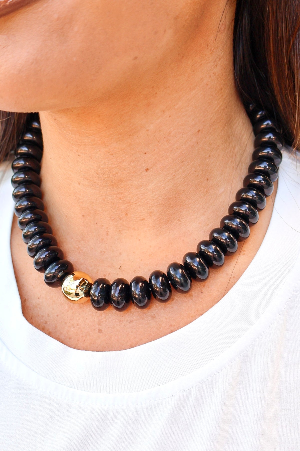 Chunky Black Beaded Necklace