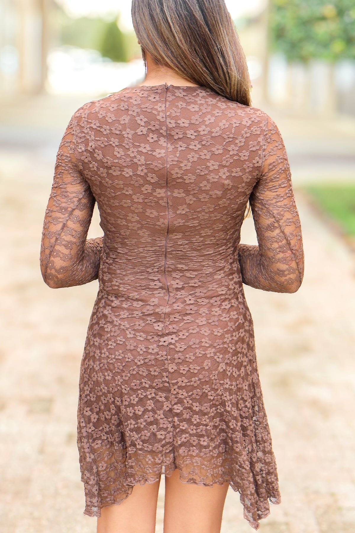 All This Time Lace Side Ruched Mini Dress-DRESS CASUAL SOLID
