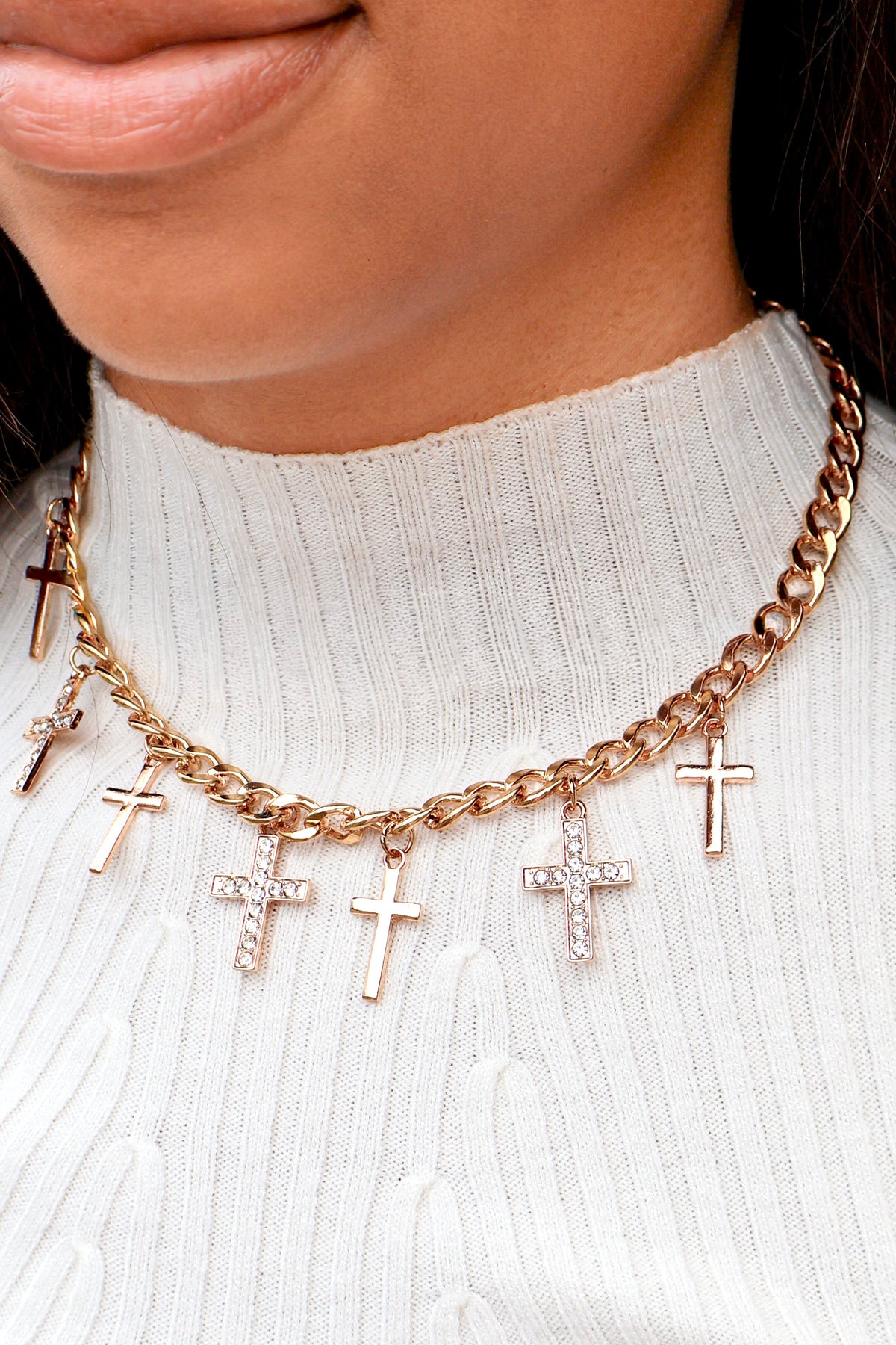 The Best of Me Gold Cross Charm Necklace-ACC NECKLACE