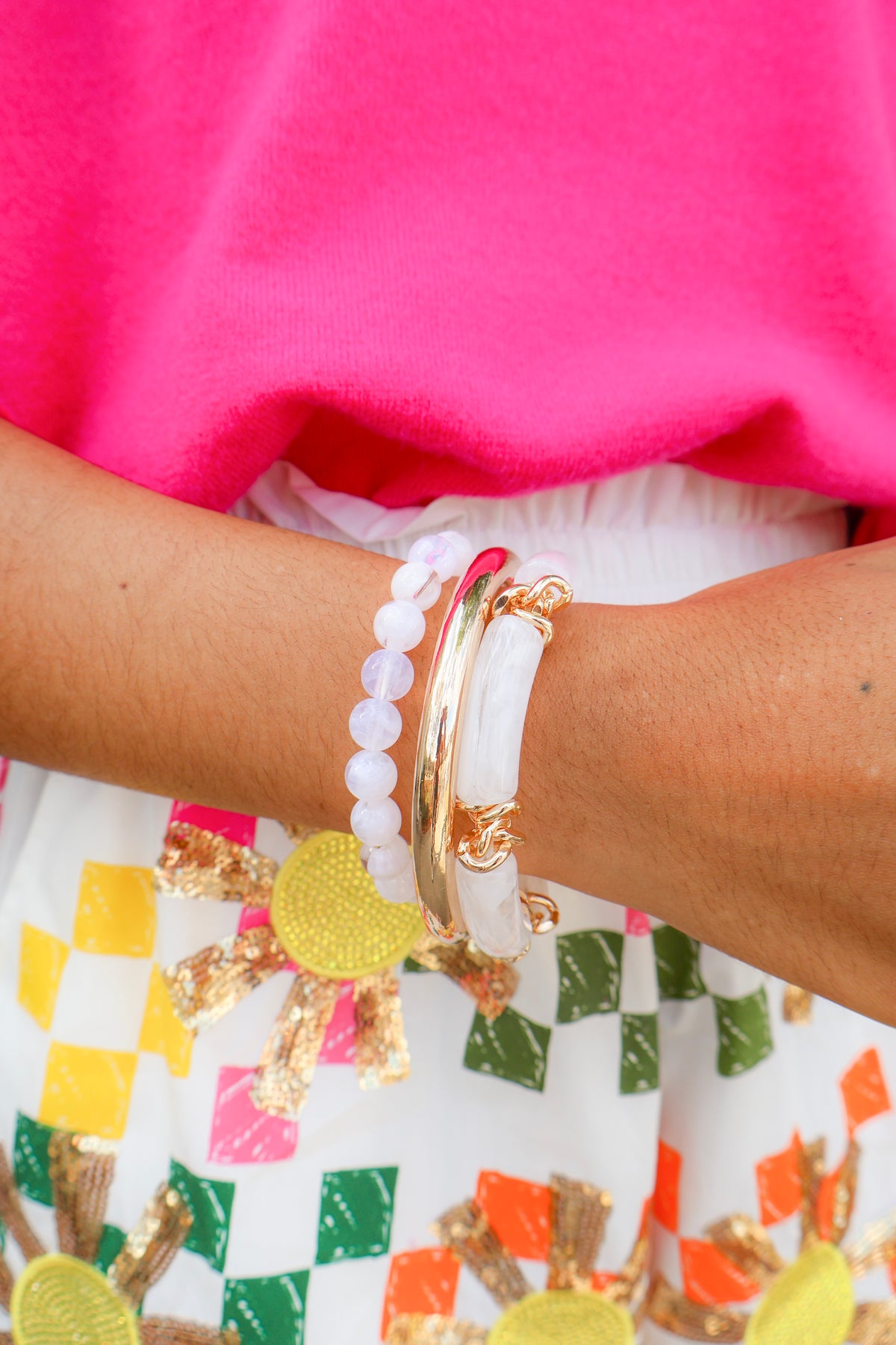 In Good Light Marble Tube Beaded Bracelet Set-ACC BRACELET