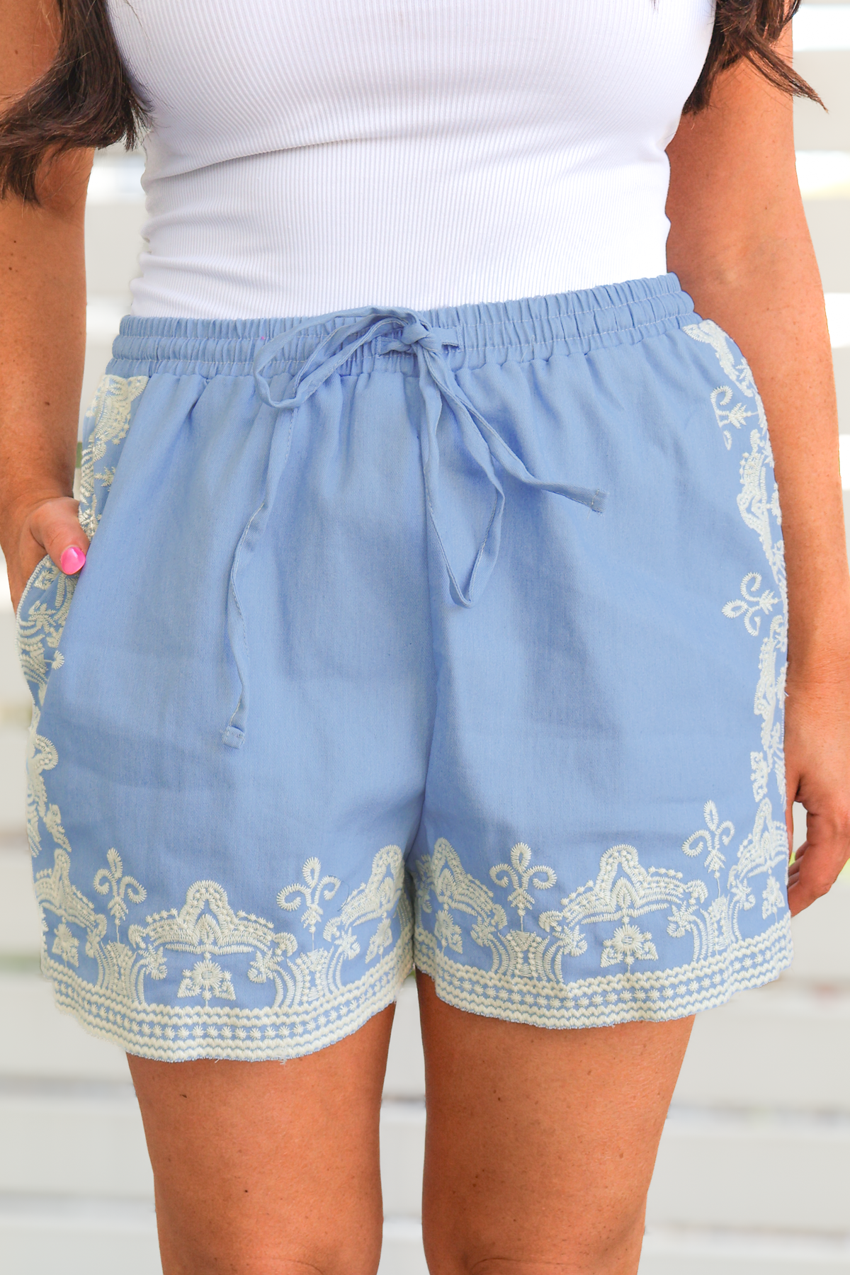 Calm Energy Embroidered Detail High Rise Short-PANT SHORT