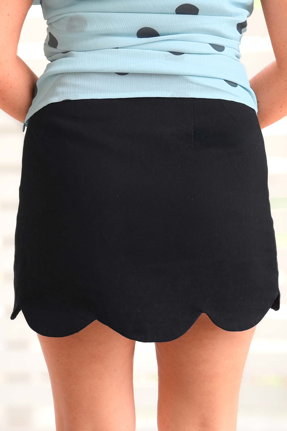 Bold Impressions Scallop Hem Side Zip Mini Skirt-SKIRT CASUAL SOLID