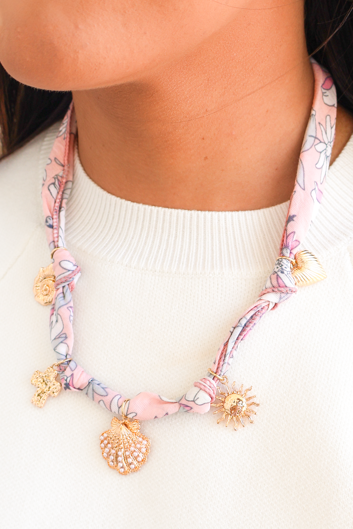 Hidden Oasis Sea Charm Scarf Necklace-ACC NECKLACE