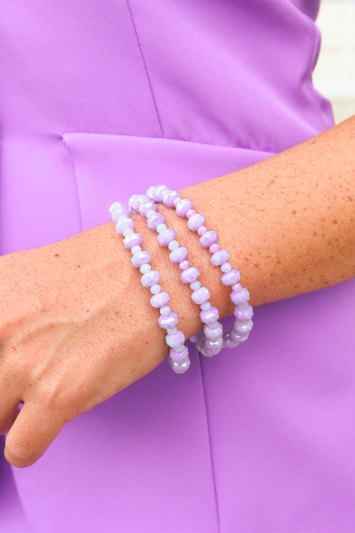 Set of three beaded stretch bracelets