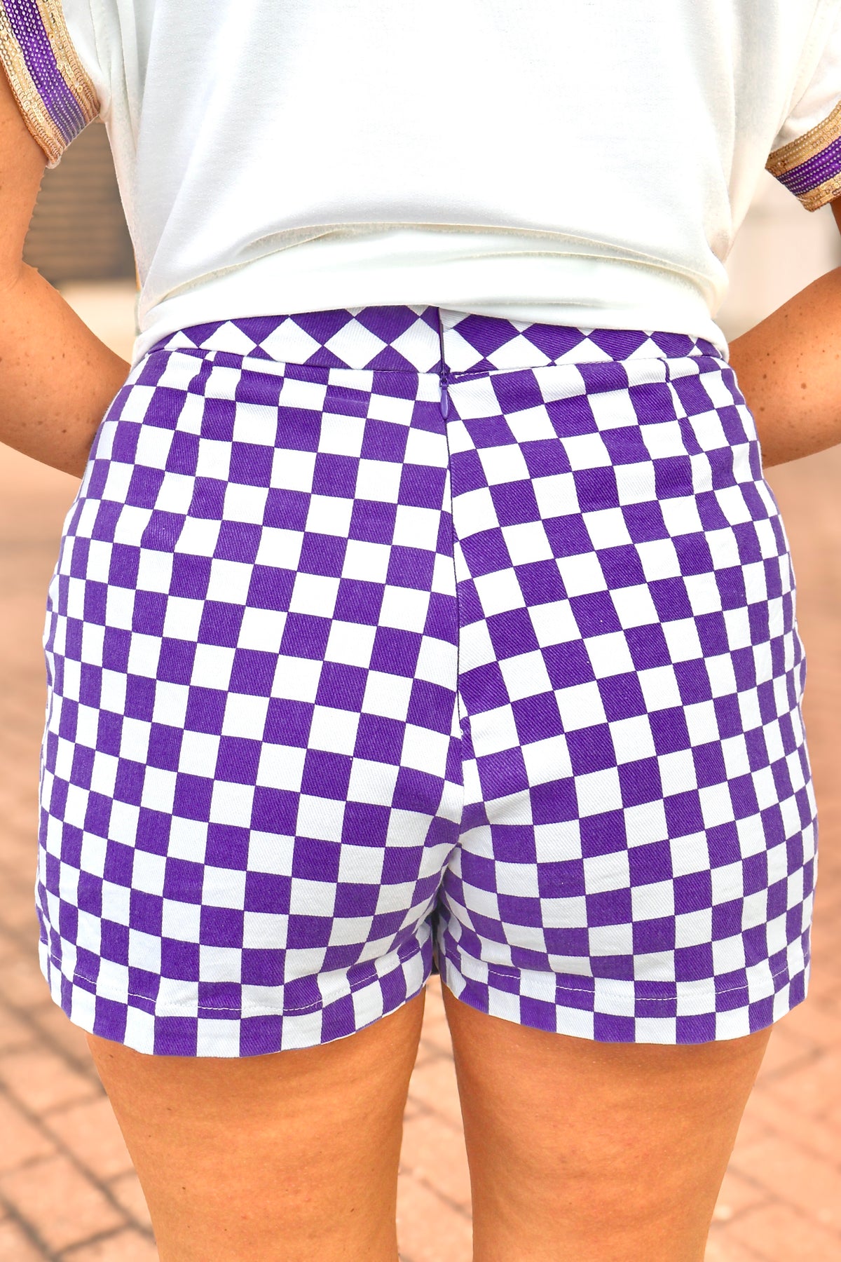 No One Compares Checkered Mini Skort in Purple