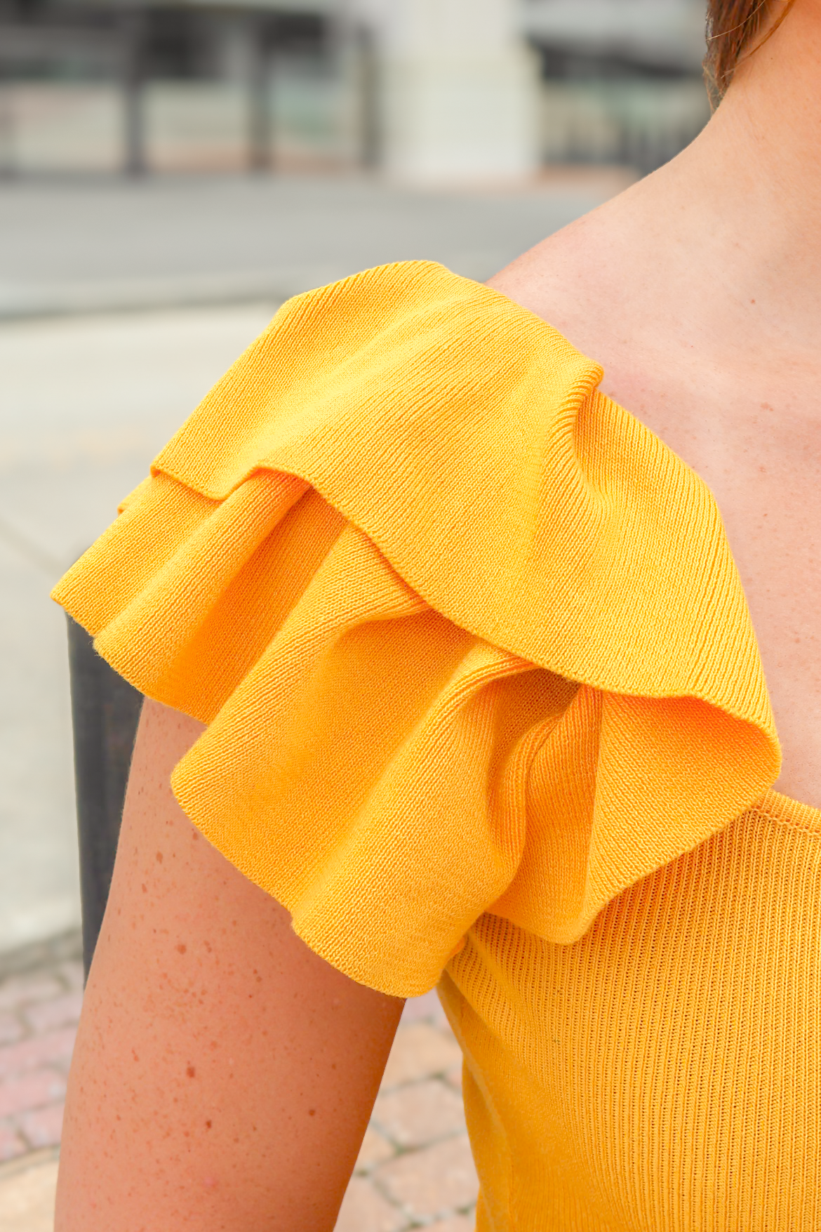 Searching For Love Ruffle Sleeve Sweater Top in Mustard Size L-TOP ALL LSU