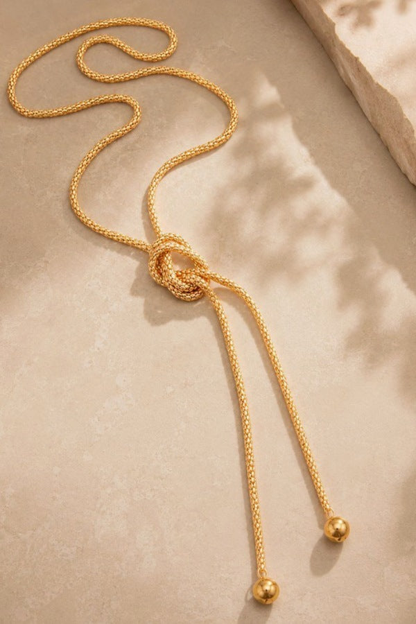 Lots to Love Knotted Lariat Necklace in Gold