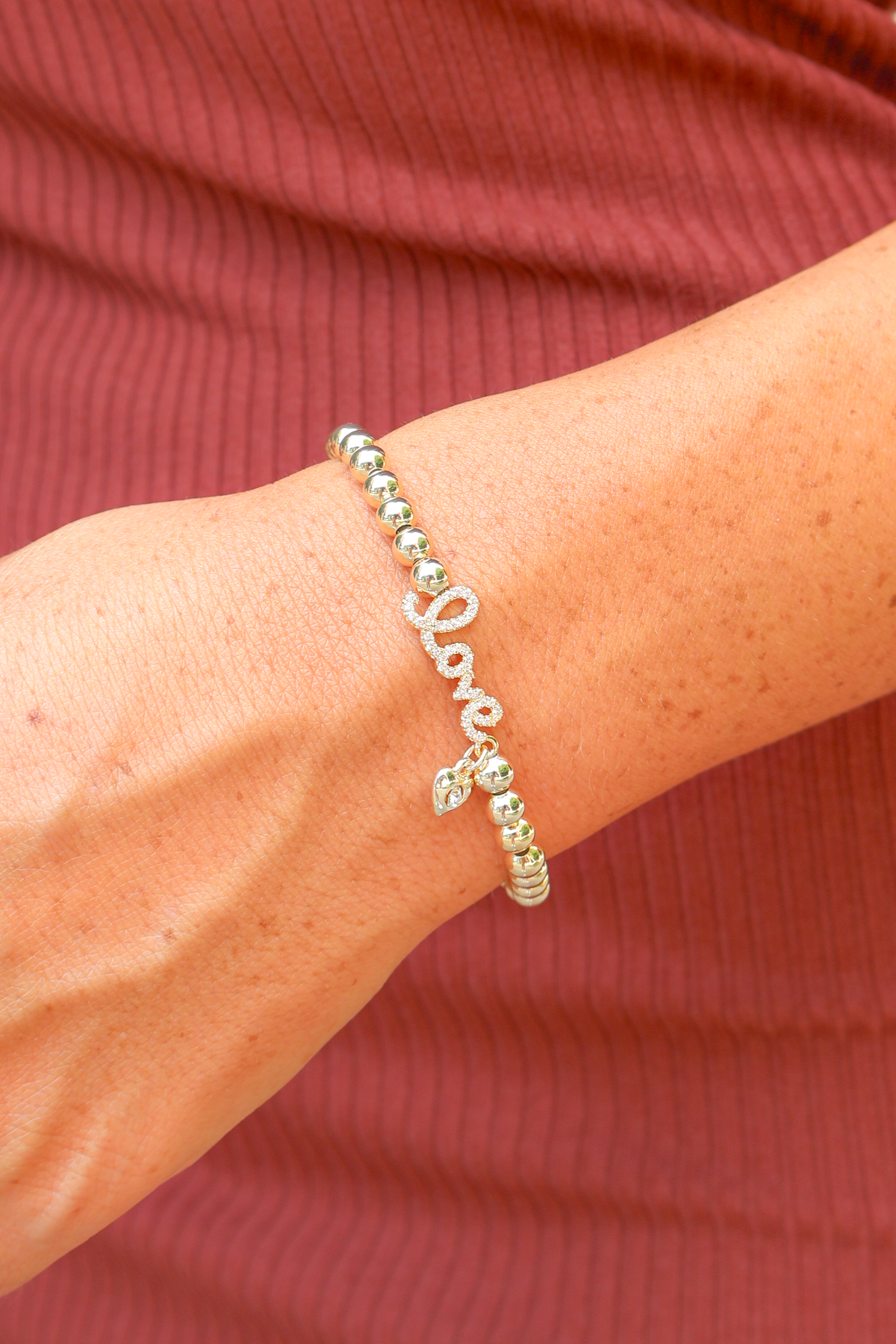 Wherever You Go Rhinestone Charm Beaded Bracelet-ACC BRACELET