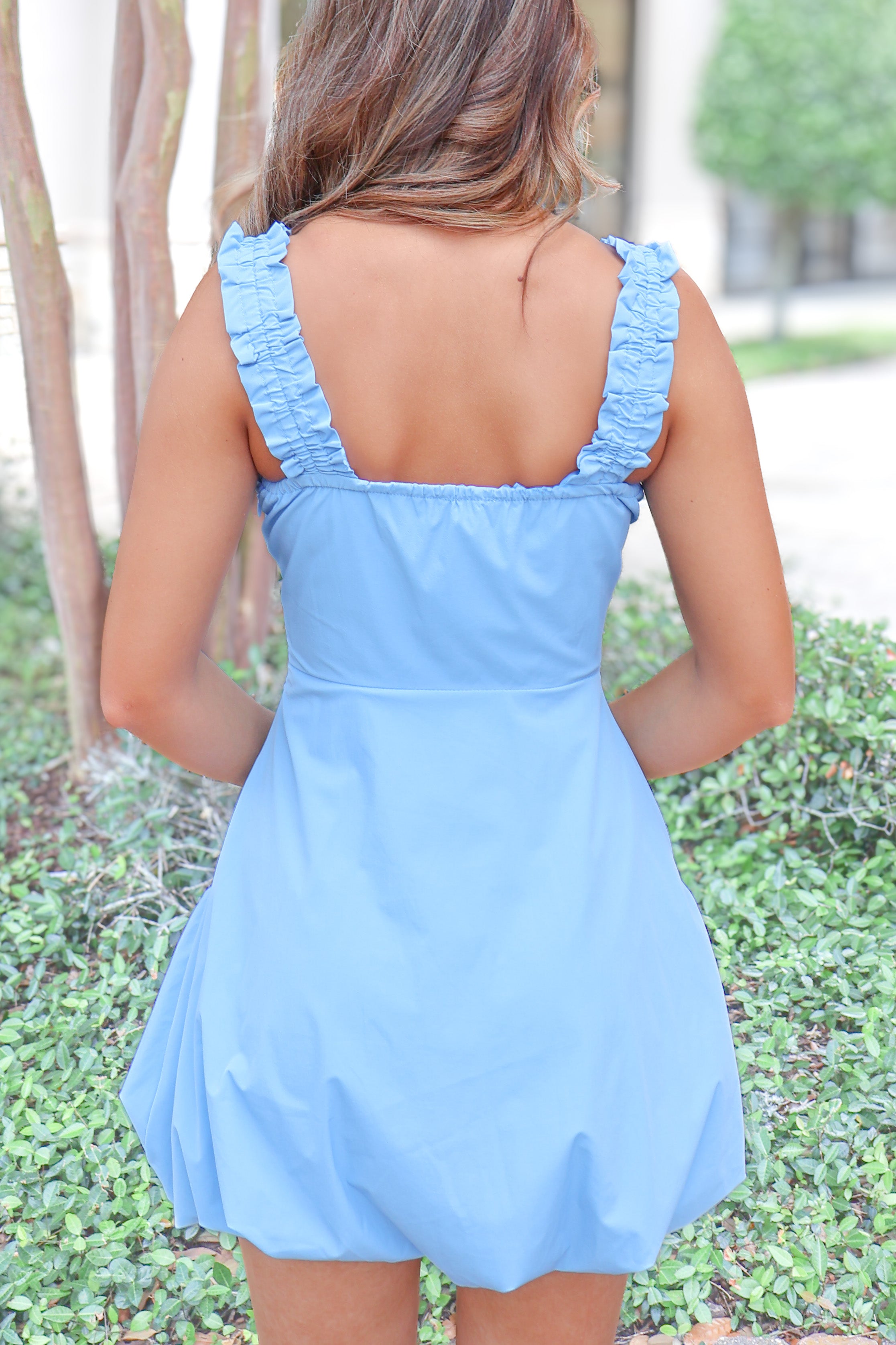 bubble hem mini dress