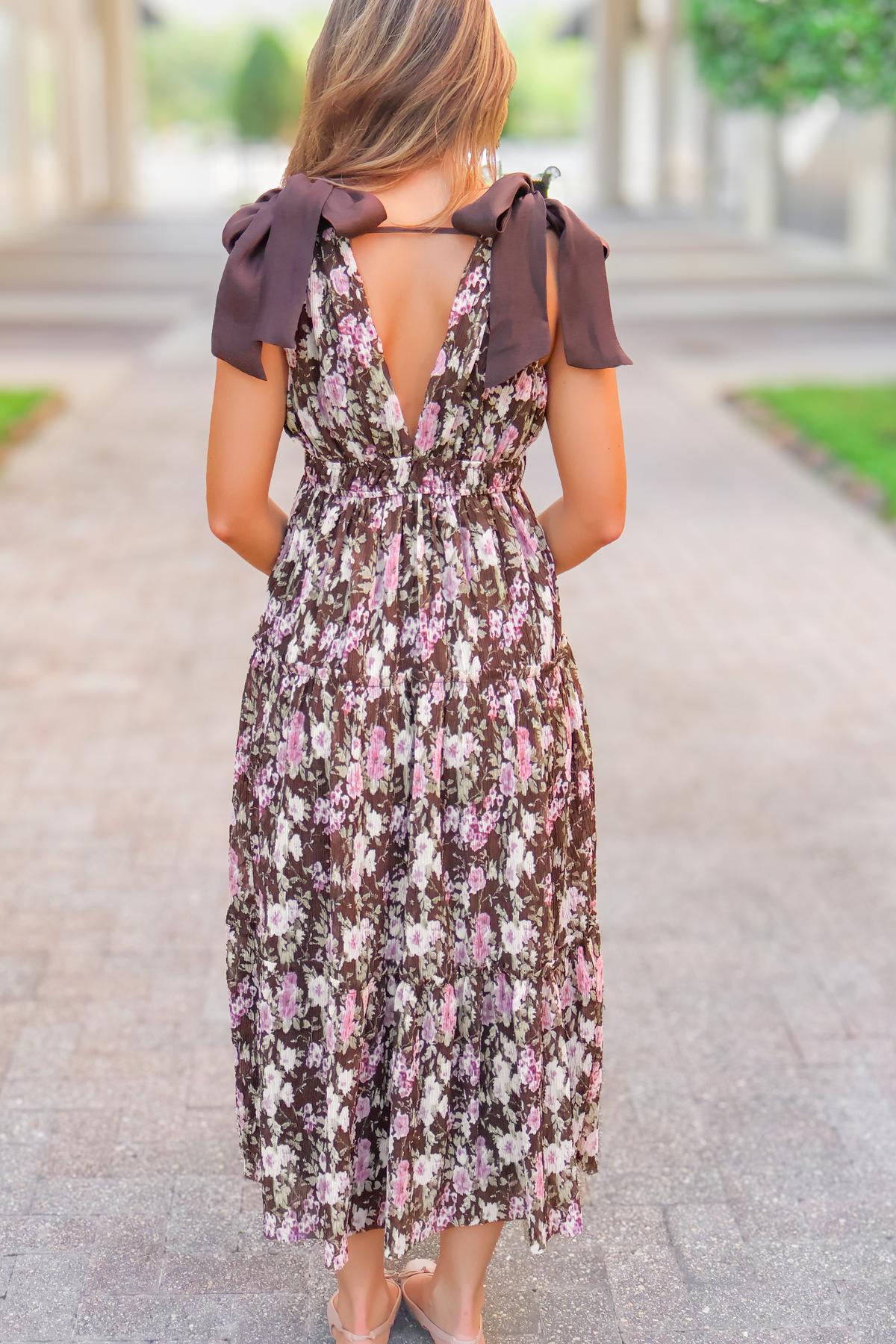 Stepping Up Floral Tie Strap Maxi Dress Size M-DRESS LONG