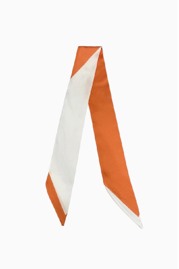 Winner Takes It All Burnt Orange and White Twilly Scarf