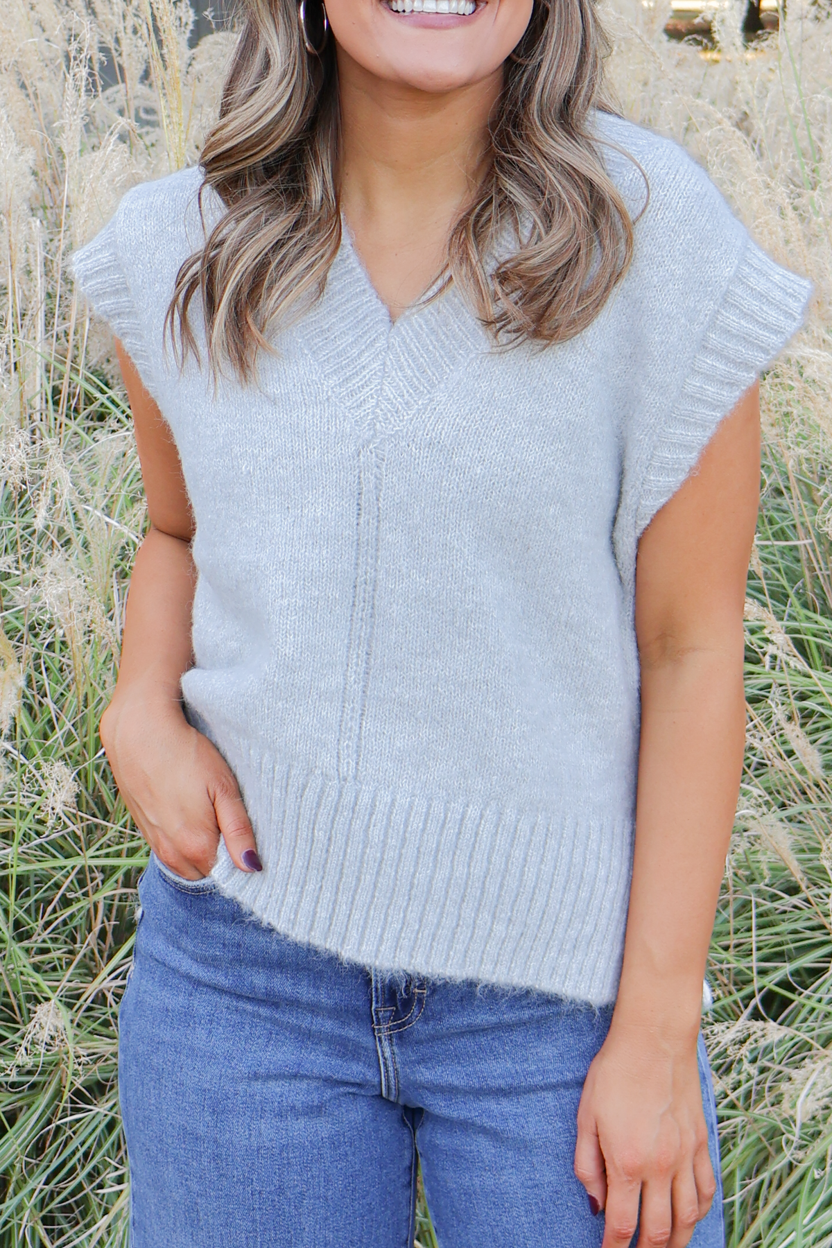 Searching For You V-Neck Sweater Vest Size M/L-TOP VEST