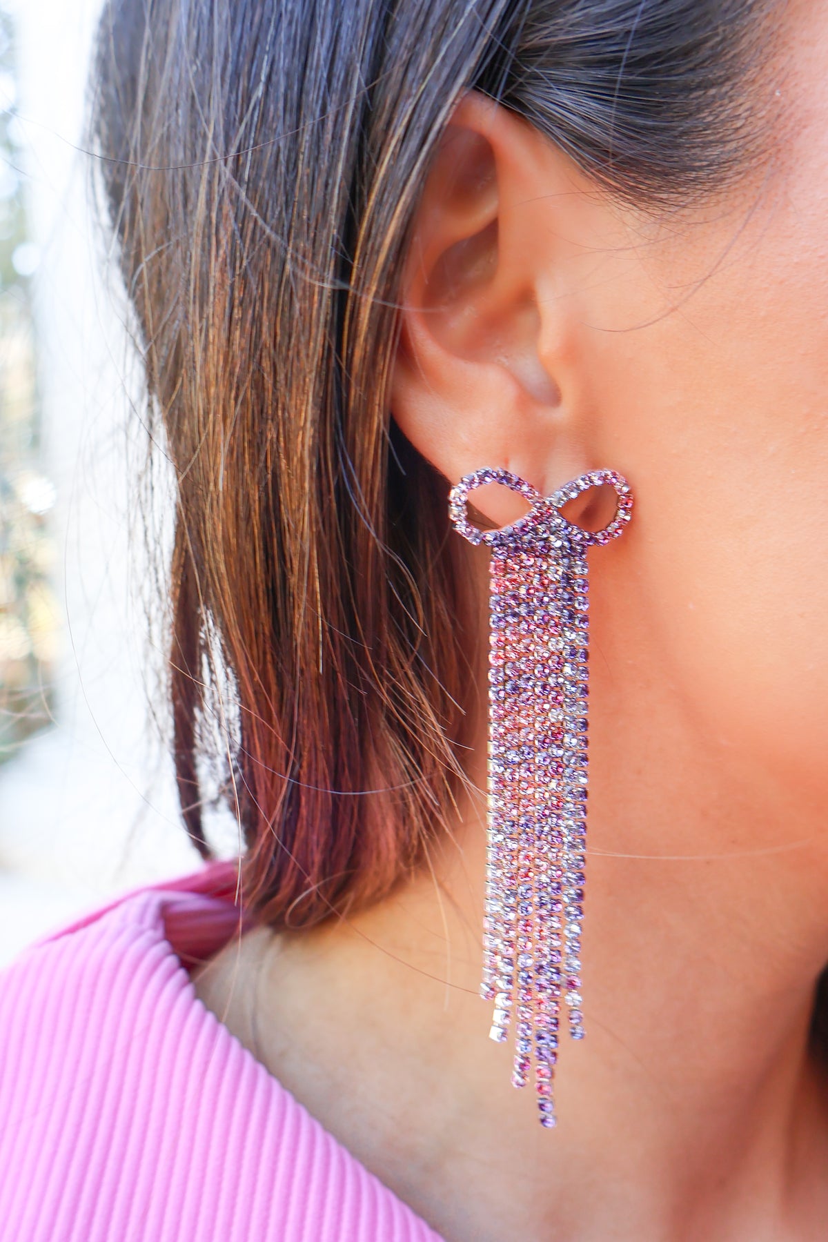 Shining Bright Bow Tassel Earrings-ACC EARRING