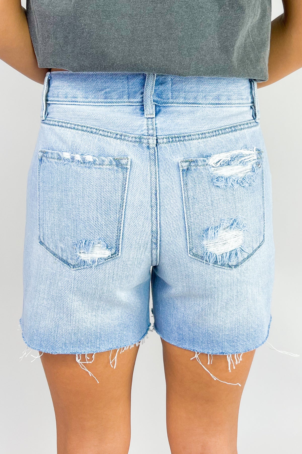 Out And About Mid Rise BF Shorts-DENIM SHORTS