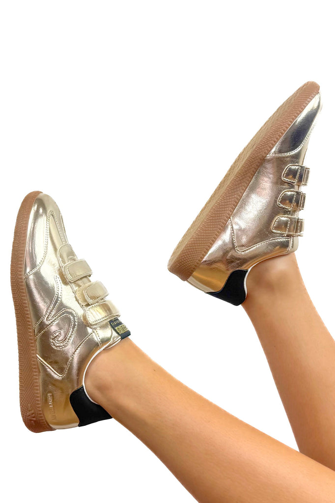 Gold Velcro sneakers 