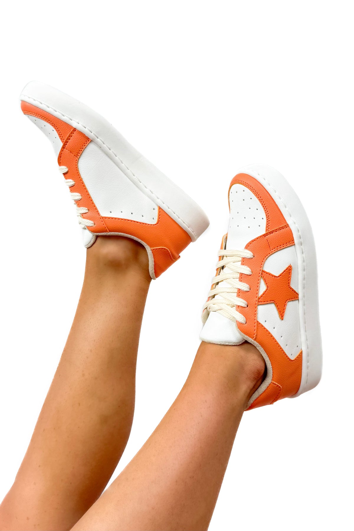 Headed to the Stadium Two Tone Sneakers in Orange Sizes 8/10-SHOE ATHLETIC