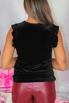 A Certain Something Velvet Flutter Sleeve Top-TOP S/S SOLID