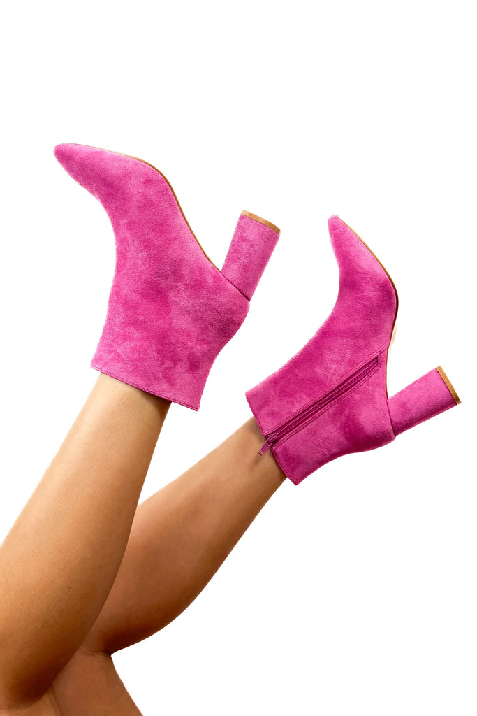 Pink suede booties 